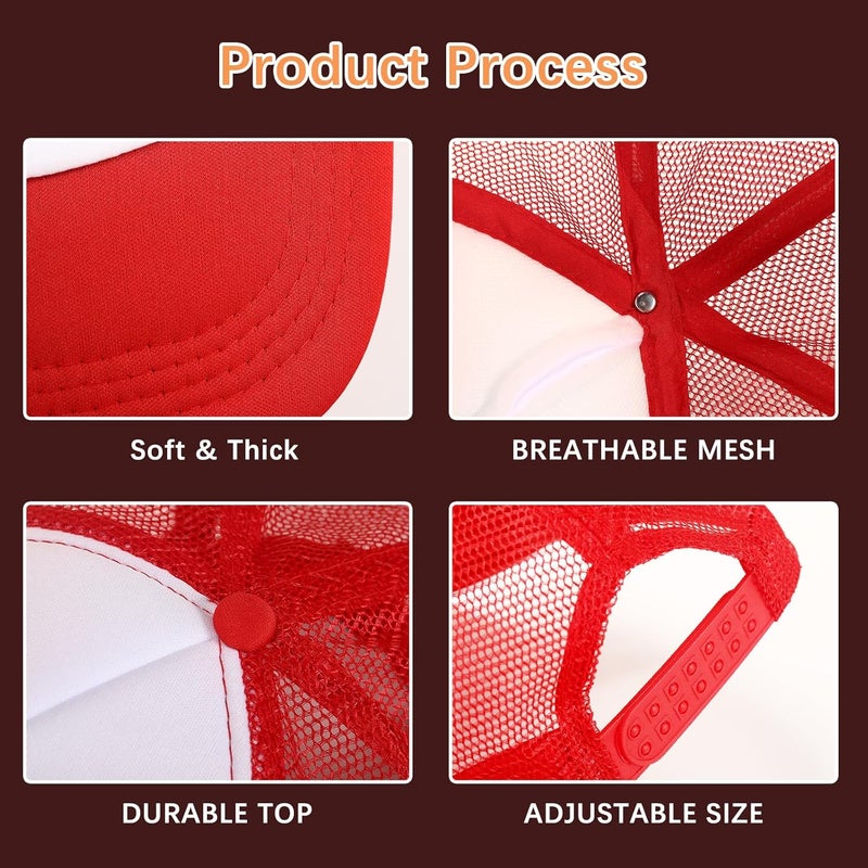 OKBA 5 Pack Sublimation Blank Baseball Cap Adjustable Hat Polyester Mesh Trucker Hats for Men and Women - Image 3
